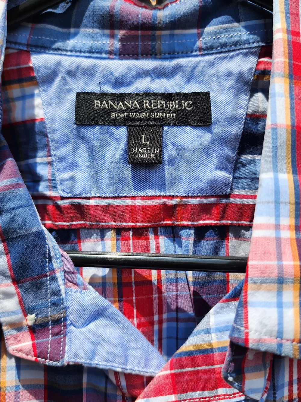 Banana Republic Soft Wash Slim Fit Plaid Shirt. Size Large.